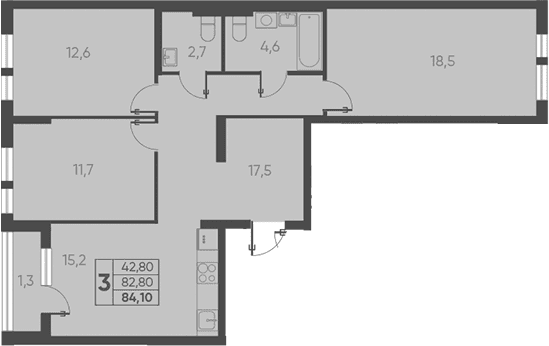 Продается 3-комн. квартира, 82.8 м²