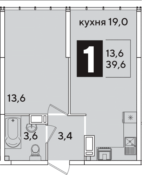 Продается 2-комн. квартира, 39.6 м²