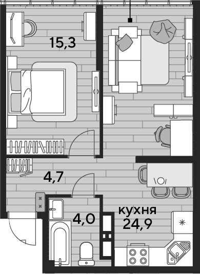 Продается 1-комн. квартира, 48.9 м²