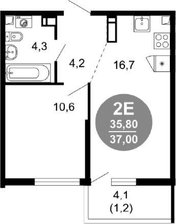 Продается 2-комн. квартира, 35.8 м²