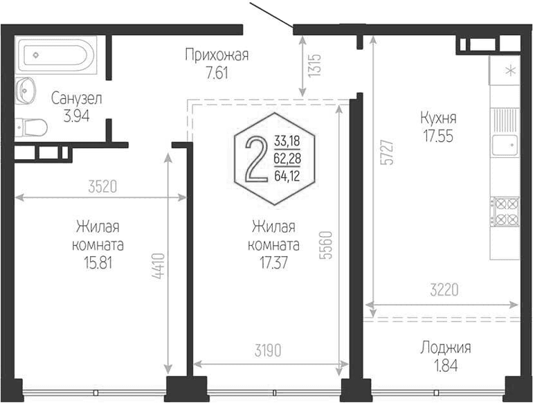 Продается 3-комн. квартира, 62.28 м²