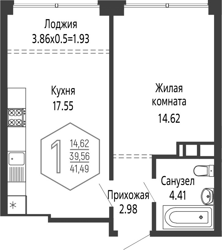 Продается 2-комн. квартира, 39.56 м²