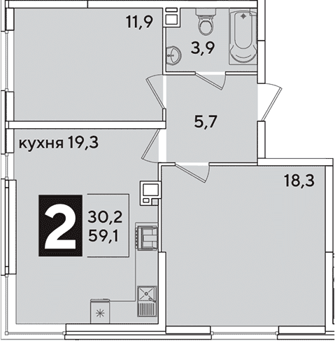 Продается 3-комн. квартира, 59.1 м²