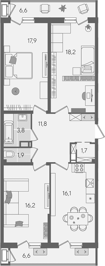 Продается 4-комн. квартира, 87.6 м²