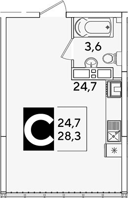 Продается 1-комн. квартира, 28.3 м²