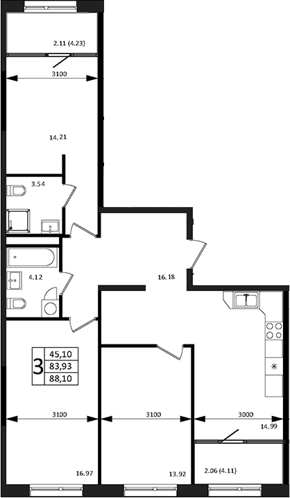Продается 4-комн. квартира, 83.8 м²