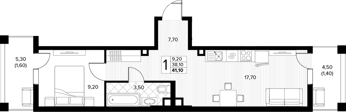 Продается 1-комн. квартира, 38.1 м²
