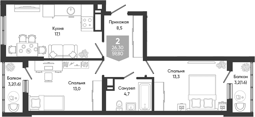 Продается 3-комн. квартира, 56.6 м²