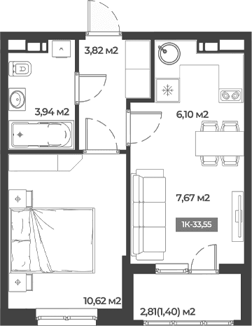 Продается 1-комн. квартира, 32.15 м²