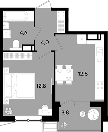 Продается 1-комн. квартира, 34.2 м²