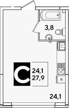 Продается 1-комн. квартира, 27.9 м²