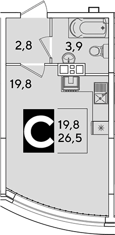 Продается 1-комн. квартира, 26.5 м²