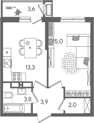 Продается 1-комн. квартира, 38 м²