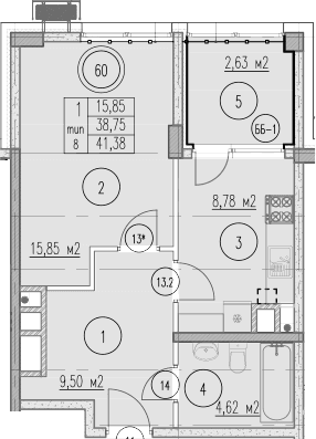 Продается 1-комн. квартира, 38.75 м²