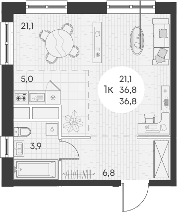 Продается 1-комн. квартира, 36.8 м²
