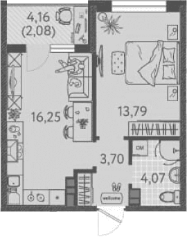 Продается 1-комн. квартира, 37.81 м²