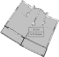 Продается 1-комн. квартира, 74.19 м²