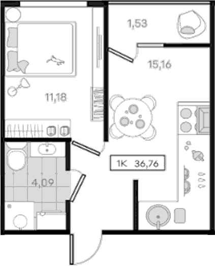 Продается 1-комн. квартира, 35.23 м²