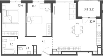 Продается 3-комн. квартира, 74.3 м²