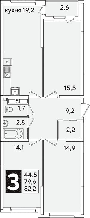 Продается 4-комн. квартира, 82.2 м²