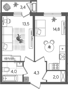 Продается 1-комн. квартира, 38.6 м²