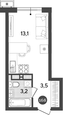 Продается 1-комн. квартира, 19.8 м²