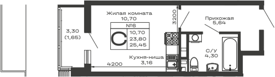 Продается 1-комн. квартира, 23.8 м²