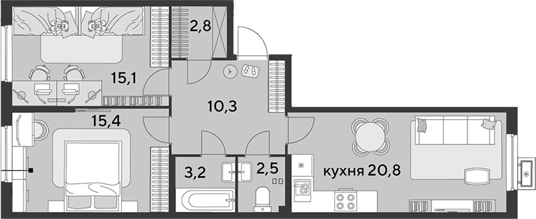 Продается 3-комн. квартира, 70.1 м²
