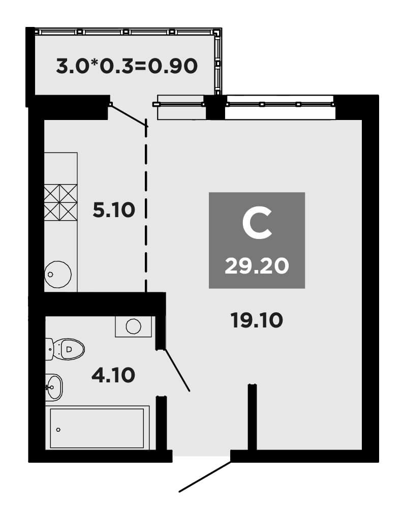 Продается 1-комн. квартира, 28.3 м²