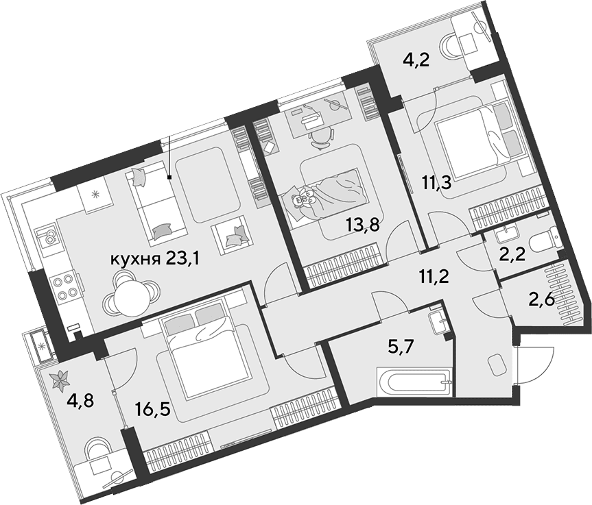 Продается 4-комн. квартира, 87.4 м²