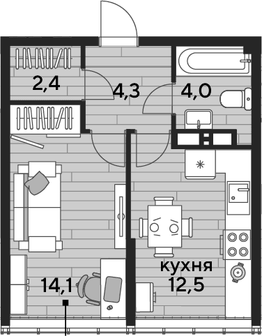 Продается 1-комн. квартира, 37.3 м²
