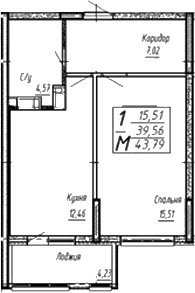 Продается 1-комн. квартира, 39.56 м²
