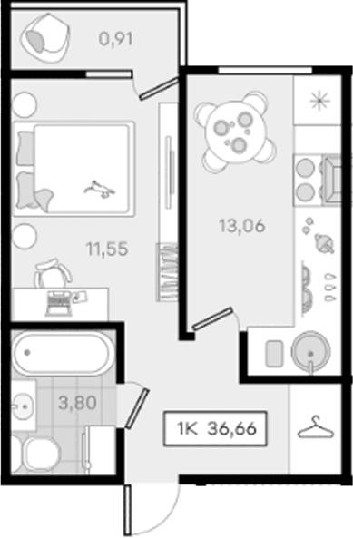 Продается 1-комн. квартира, 35.75 м²