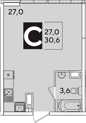 Продается 1-комн. квартира, 30.6 м²