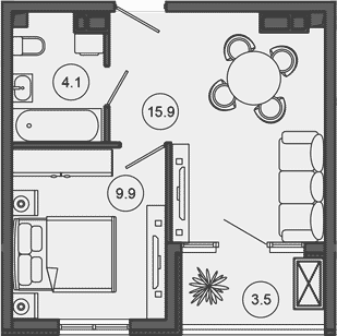 Продается 2-комн. квартира, 29.9 м²