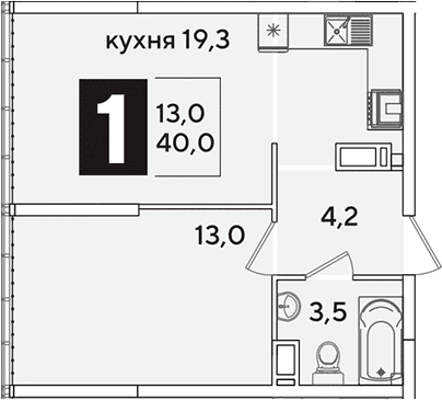 Продается 2-комн. квартира, 40 м²