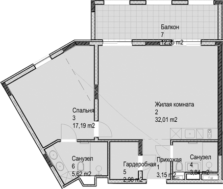 Продается 2-комн. квартира, 64.74 м²