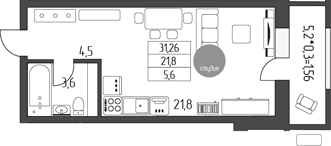 Продается 1-комн. квартира, 29.7 м²