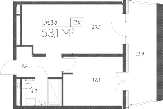 Продается 2-комн. квартира, 41.3 м²