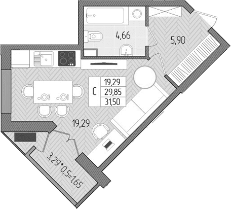 Продается 1-комн. квартира, 29.85 м²