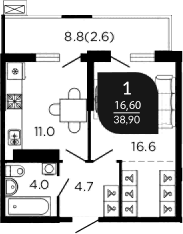 Продается 1-комн. квартира, 37.5 м²