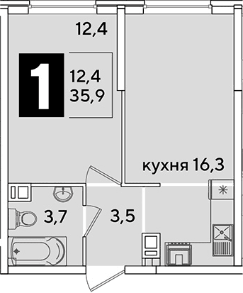 Продается 2-комн. квартира, 35.9 м²