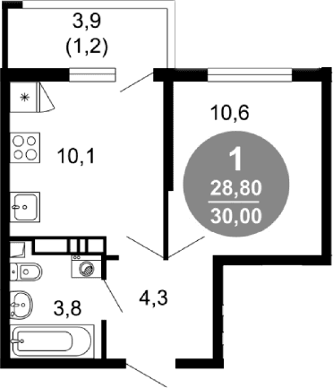 Продается 1-комн. квартира, 28.8 м²