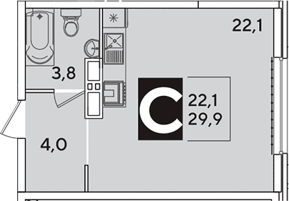 Продается 1-комн. квартира, 29.9 м²