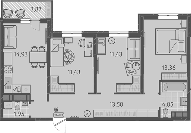 Продается 4-комн. квартира, 70.65 м²