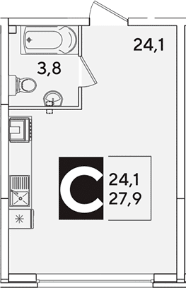 Продается 1-комн. квартира, 27.9 м²