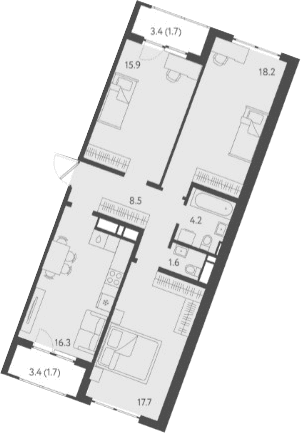Продается 4-комн. квартира, 82.4 м²