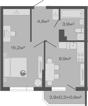 Продается 1-комн. квартира, 33.8 м²