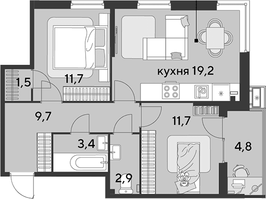 Продается 3-комн. квартира, 60.1 м²