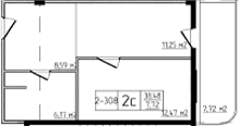 Продается 2-комн. квартира, 38.48 м²